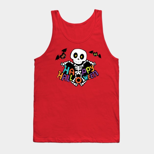 Happy Halloween Bats & Skeleton Tank Top by uppermosteN